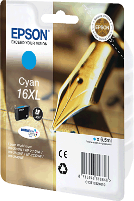 EPSON Tintenpatrone/T16324010 cyan Inhalt 7ml 450 Blatt 16 XL WorkForce WF-2540WF, WF-2530WF