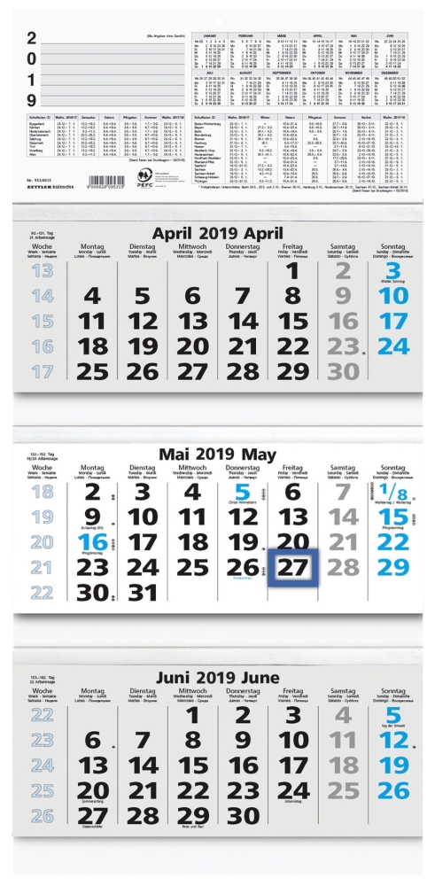 3-Monats-Planer sw/blau 3M 1S