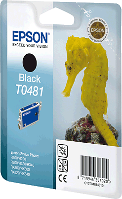 EPSON Tintenpatrone/T04814010 schwarz Inhalt 13ml 450 Blatt T0481 Stylus Photo R200, R220, R300, R320, R340, RX500, RX600, RX620, RX640