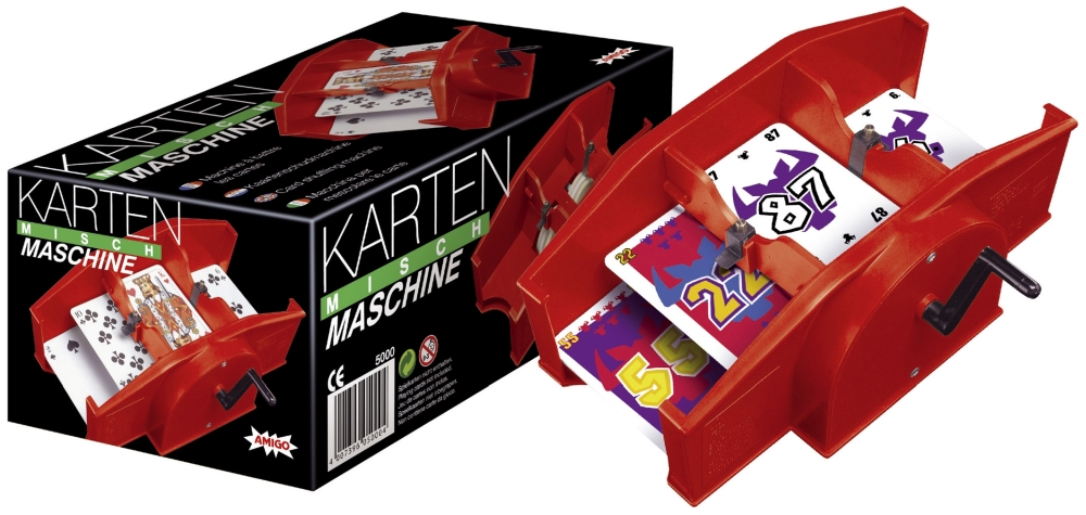 Amigo Kartenmischmaschine mit Kurbel rot Kartenmischer Mischmaschine
