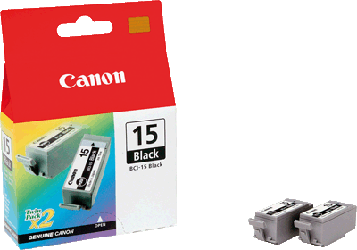 Canon Tintenpatro BCI15BK 8190A002 swVE2 80 Blatt 2x schwarz PIXMA iP90, iP90v