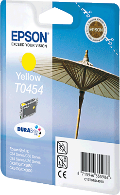 EPSON Tintenpatrone/T04544010 yellow Inhalt 8ml 280 Blatt T0454 Stylus C64, C66, C84, C84N, C84WiFi, C86, CX3650, CX6400, CX6600