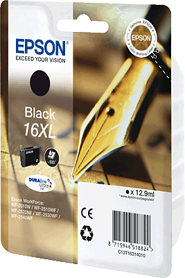 EPSON Tintenpatrone/T16314010 schwarz Inhalt 13ml 500 Blatt 16 XL WorkForce WF-2010WF, WF-2510WF, WF2520NF, WF-2540WF, WF-2530WF