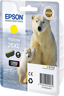 EPSON Tintenpatrone/T26344010 yellow Inhalt 10ml 700 Blatt 26XL Expression Premium XP-600, XP-700, XP-800