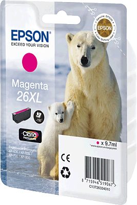 EPSON Tintenpatrone/T26334010 magenta Inhalt 10ml 700 Blatt 26XL Expression Premium XP-520, XP-600, XP-620, XP-625, XP-700, XP-720, XP-800, XP-820
