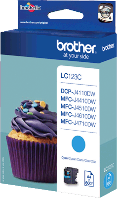 brother Tintenpatrone LC123C cyan 600 Blatt cyan DCP-J4110DW, MFC-J4410DW, J4510DW, J4610DW, J4710DW