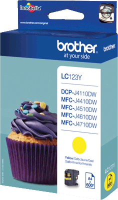 brother Tintenpatrone LC123Y gelb 600 Blatt gelb DCP-J4110DW, MFC-J4410DW, J4510DW, J4610DW, J4710DW