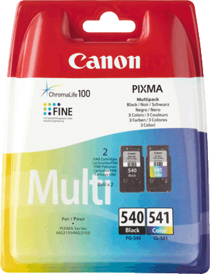 Canon Druckkopf CLI541+PG540 5225B007VE2 2x 180 Blatt je 1x schwarz, 3-farbig (cyan, magenta, gelb) Pixma MG 2150, 3150