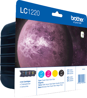 brother Tintenpatrone LC1220VALBPDR VE4 4x 300 Blatt je 1x schwarz, cyan, magenta, gelb DCP-J525W, J725DW, J925DW, MFC-J430W, J625DW, J825DW