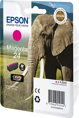 EPSON Tintenpatrone/C13T24234010/T24234010 magenta Inhalt 5ml 360 Blatt 24 Expression Photo XP-750, XP-760, XP-850, XP-860, XP-950