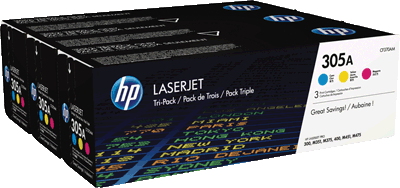 hp Lasertoner CF370AM 305A 3farb VE3 3x 2.600 Blatt je 1x cyan, magenta, gelb Color LaserJet Pro M351A, M375NW, M451DN, M451DW, M451NW, M475DN, M475DW