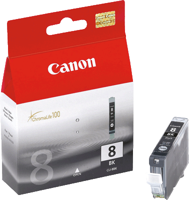 Canon Tintenpatrone CLI8BK 0620B001 sw 450 Blatt schwarz PIXMA iP4200, iP4200x, iP4300, iP4500, iP4500x, iP5200, iP5200R, iP5300, iP6600D, iP6700D, MP500, MP530, MP600, MP600R, MP610, MP610R, MP800,