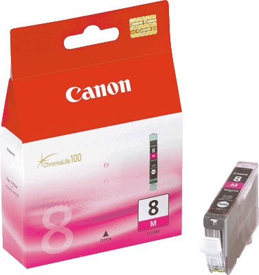 Canon Tintenpatrone CLI8M 0622B001 mag 490 Blatt magenta PIXMA iP3300, iP3500, iP4200, iP4200x, iP4300, iP4500, iP4500x, iP5200, iP5200R, iP5300, iP6600D, iP 6600DR, iP6700D, iP6700DR, MP500, MP510,