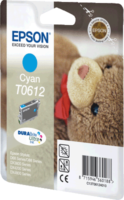 Epson Tintenpatrone T06124010 T0612 cyan 250 Blatt cyan Stylus D88, D88+, DX3800, DX3850, DX3850+, DX4200, DX4800, DX4800, DX4850, DX4850+