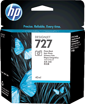 hp Tintenpatrone B3P17A / 727, photo schwarz/B3P17A 40 ml 727 Designjet T920 ePrinter series, T1500 ePrinter series