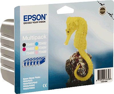 EPSON Tintenpatrone/T04874010 Inhalt 6x 13ml 1x 450, 5x 430 Blatt T0487 Stylus Photo R200, R220, R300, R320, R340, RX500, RX600, RX620, RX640