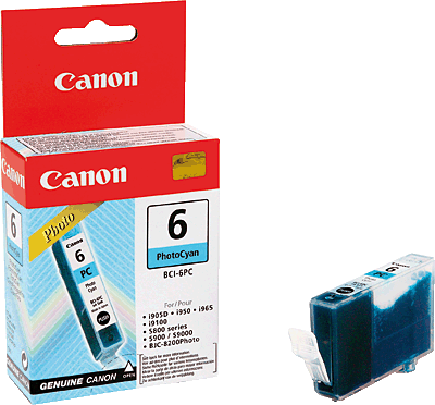 Canon Tintenpatrone/BCI6EPC cyan foto Inhalt 13ml 280 Blatt 4709A002 BJC 8200, i900D, i9100, i950, i960, i9900, PIXMA iP6000D, iP8500, S800, S820, S820D, S830D, S900, S9000