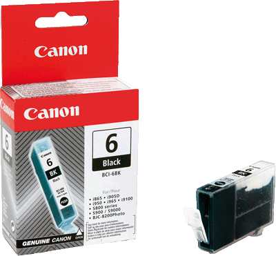 Canon Tintenpatrone BCI6BK 4705A002 sw 280 Blatt schwarz BJC 8200, i860, i900D, i9100, i950, i960, i9900, PIXMA iP4000, iP4000R, iP5000, iP6000D, iP8500, MP750, 760, 780, S800, S820, S820D, S830D, S