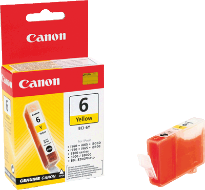 Canon Tintenpatrone BCI6EY 4708A002 gelb 280 Blatt gelb BJC 8200, i860, i900D, i9100, i950, i960, i9900, PIXMA iP4000, iP4000R, iP5000, iP6000D, iP8500, MP750, 760, 780, S800, S820, S820D, S830D, S9