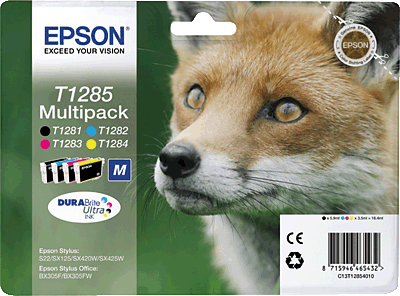 EPSON Tintenpatrone/T12854010 Inhalt 1x 6ml 3x 4ml T1285 Stylus S22, SX125, SX130, SX235W, SX420W, SX435W, SX440W, Stylus Office BX305FW, BX305FW