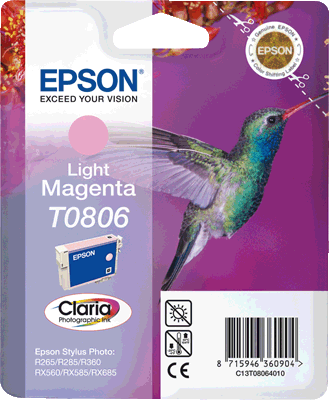 Epson Tintenpatrone T08064011 T0806 mag magenta hell Stylus Photo P50, PX650, PX660, PX700W, PX710W, PX720WD, PX730WD, PX810FW, PX820FWD, PX830FWD, R265, R285, R360, RX560, RX585, RX685