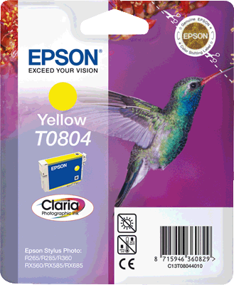 Epson Tintenpatrone T08044011 T0804 gelb gelb Stylus Photo P50, PX650, PX660, PX700W, PX710W, PX720WD, PX730WD, PX810FW, PX820FWD, PX830FWD, R265, R285, R360, RX560, RX585, RX685