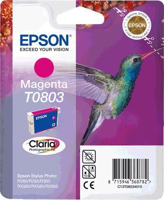 Epson Tintenpatrone T08034011 T0803 mag magenta Stylus Photo P50, PX650, PX660, PX700W, PX710W, PX720WD, PX730WD, PX810FW, PX820FWD, PX830FWD, R265, R285, R360, RX560, RX585, RX685