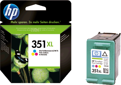 hp Tintenpatrone CB338EE 351XL 3farbig 580 Blatt 3-farbig (cyan, magenta, gelb) Deskjet D4260, D4360, Officejet J6424, J5730, J5780, J5785, J6410, J6415, Photosmart C4205, C4270, C4272, C4280, C434