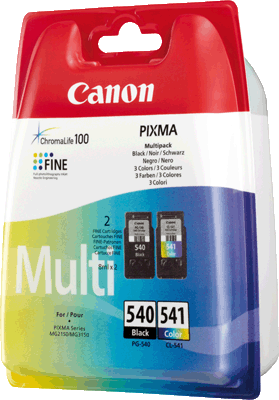 Canon Druckkopf CL541+PG540 5225B006 VE2 2x 180 Blatt je 1x schwarz, 3-farbig (cyan, magenta, gelb) PIXMA MG2150, MG2250, MG3150, MG3250, MG4150, MG4250, MX375, MX395, MX435, MX455, MX515, MX525