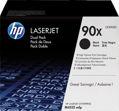 hp Lasertoner CE390XD 90X schwarz VE2 2x 24.000 Blatt 2x schwarz LaserJet M4555mfp