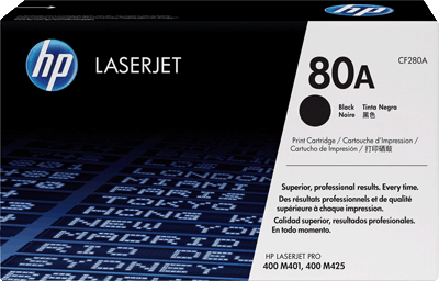 hp Lasertoner CF280A 80A schwarz 2.700 Blatt schwarz LaserJet Pro 400 M401, Pro 400 MFP M425