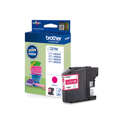 brother Tintenpatrone LC221M magenta 260 Blatt magenta DCP-562DW und MFC-J480DW, -J680DW, -J880DW