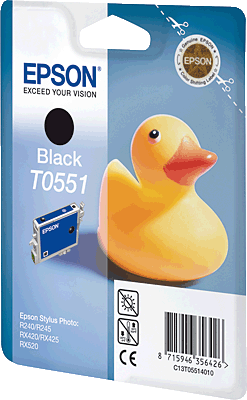 EPSON Tintenpatrone/T05514010 schwarz Inhalt 8ml 290 Blatt T0551 Stylus Photo R240, RX420, RX520