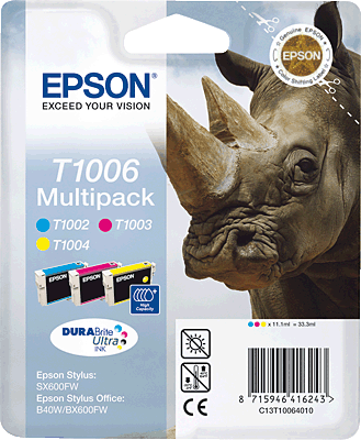 EPSON Tintenpatronen im Multipack/T10064010 Inahlt 3x 11ml T1006 Stylus SX510W, SX515W, SX600FW, SX610FW, Stylus Office B40W, BX600FW, BX610FW