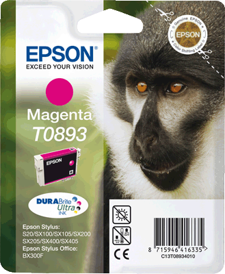 Epson Tintenpatrone T08934011 T0893 mag 135 Blatt magenta Stylus S20, S21, SX218, SX100, SX105, SX110, SX115, SX200, SX205, SX210, SX215, SX400, SX405, SX400, SX405WiFi, SX410, SX415, Stylus Office