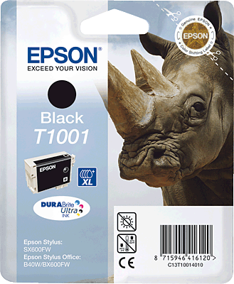 EPSON Tintenpatrone/T10014010 schwarz Inhalt 26ml T1001 Stylus SX510W, SX515W, SX600FW, SX610FW, Stylus Office B40W, BX600FW, BX610FW