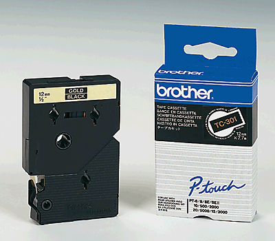 brother Schriftbandkassette/TC301 12mm schwarz gold