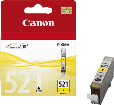 Canon Tintenpatrone CLI521Y 2936B001 gb 470 Blatt gelb PIXMA iP3600, iP4600, iP4600x, iP4700, MP540, MP540x, MP550, MP560, MP620, MP620B, MP630, MP640, MP980, MP990, MX860, MX870