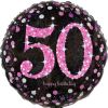 Folienballon Happy Birthday 50 pink